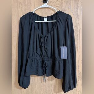 Melrose and Market Black Blouse with Tie Front